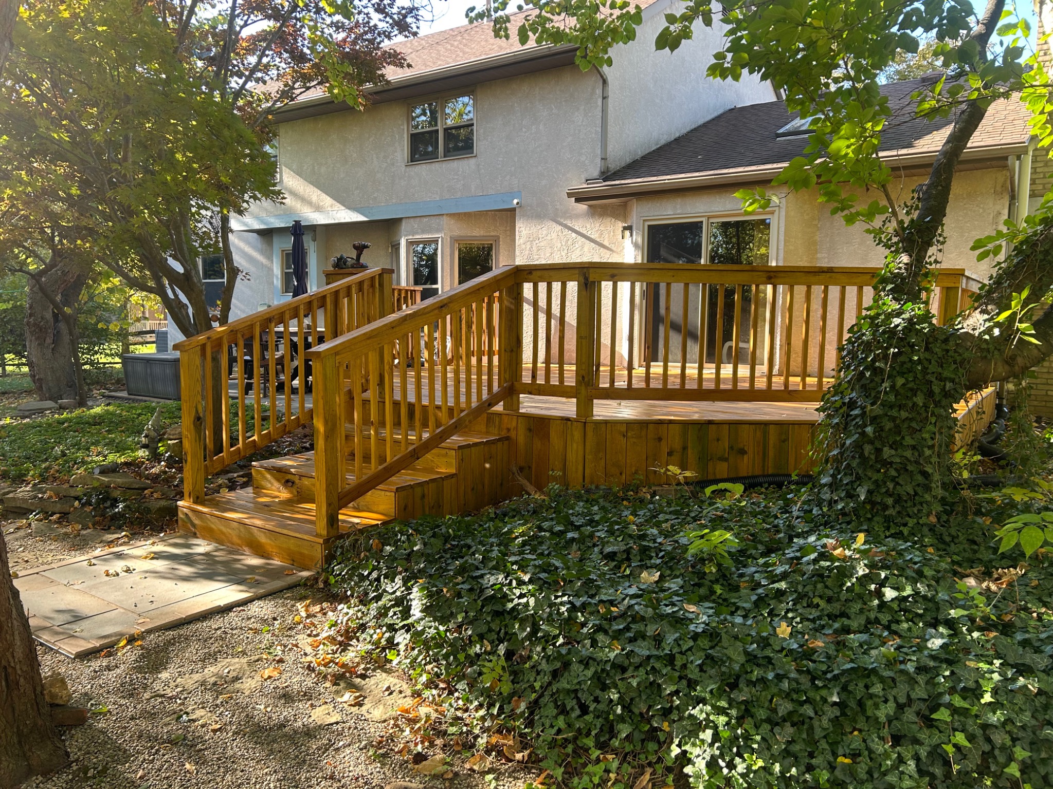 Freshly stained deck